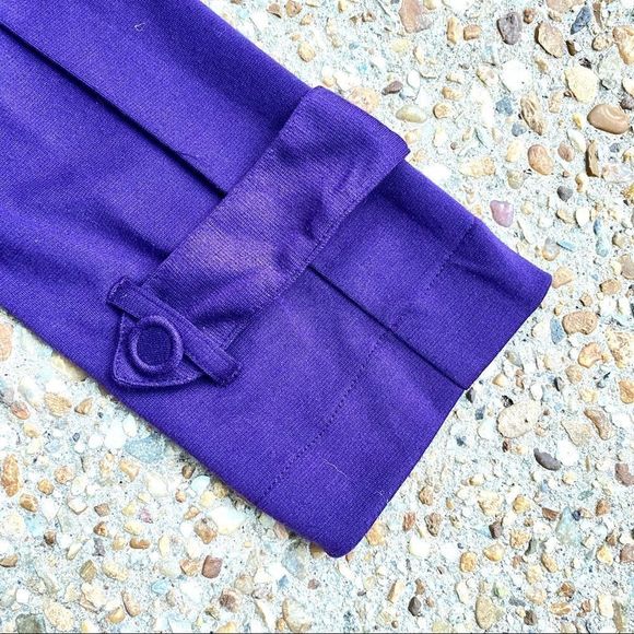 Fever Purple Knit Ruffle Neck Trench Coat Petite Size L - Picture 10 of 11